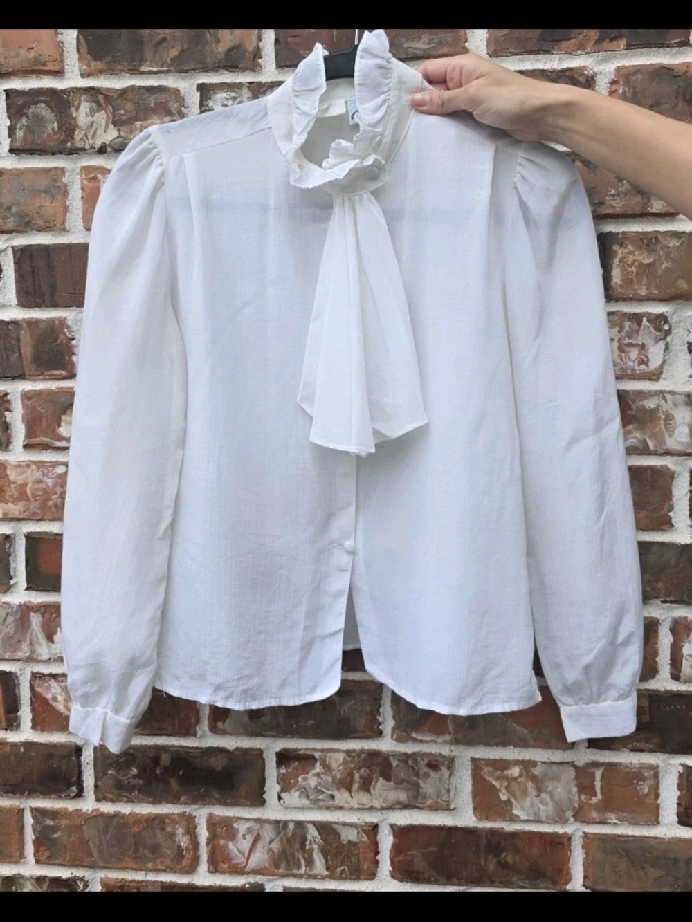 Vintage 70's Sheer Ruffle Blouse White Romantic Cottagecore Prairie Size l